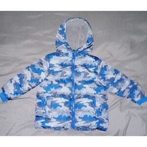SWISS TECH Boys Blue Camouflage Fleece Line Hooded Puffer Jacket Coat Kids 2T